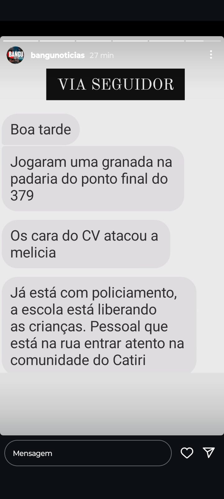 Moradores relataram terror na guerra da milícia com o tráfico no Catiri. “Passou um monte do CV dizendo que iam matar todo mundo”