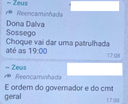 Em suposta conversa divulgada na rede social, traficante da Muzema (CV) disse ter sido informado sobre uma operação do Batalhão de Choque. VEJA OS PRINTS